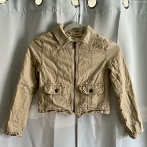 GAP Kids Beige Cropped Zip Front Jacket